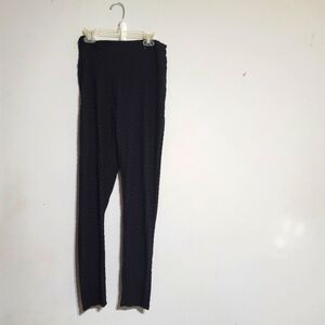 F21 Womens Black Textured Leggings Size Large‎ Workout Loungewear Athletic Sexy